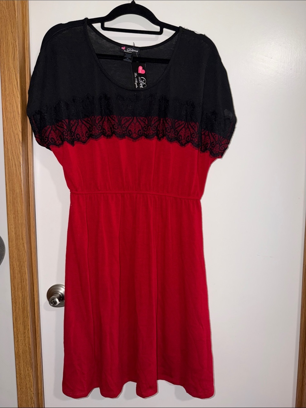 Delirious Black Top with Pink Heart Accent